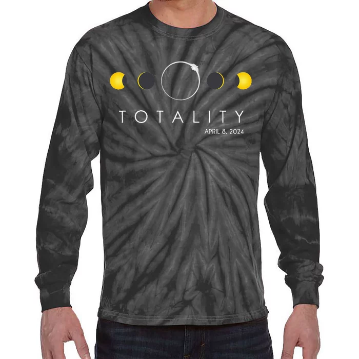 Total Solar Eclipse April 8 2024 Phases Totality Tie-Dye Long Sleeve Shirt