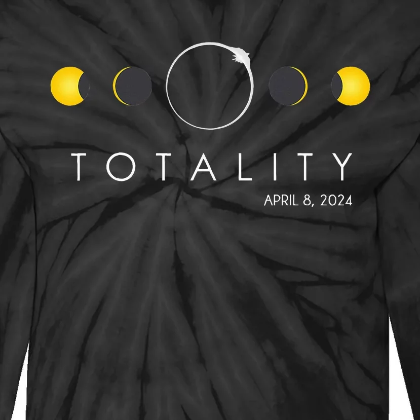 Total Solar Eclipse April 8 2024 Phases Totality Tie-Dye Long Sleeve Shirt