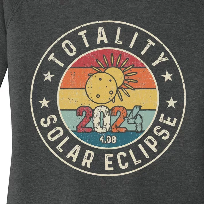 Totality Solar Eclipse 2024 America Retro Total Eclipse Women's Perfect Tri Tunic Long Sleeve Shirt