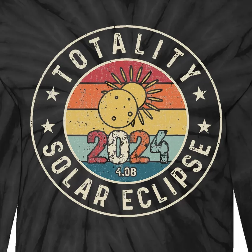 Totality Solar Eclipse 2024 America Retro Total Eclipse Tie-Dye Long Sleeve Shirt