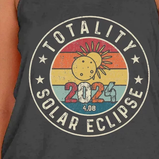 Totality Solar Eclipse 2024 America Retro Total Eclipse Women's Knotted Racerback Tank