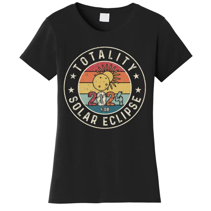 Totality Solar Eclipse 2024 America Retro Total Eclipse Women's T-Shirt