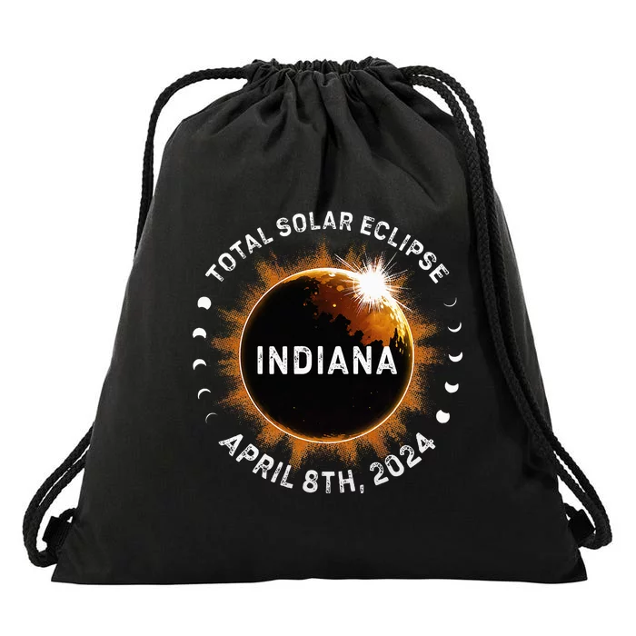 Total Solar Eclipse Path of Totality April 8th 2024 Indiana Drawstring Bag