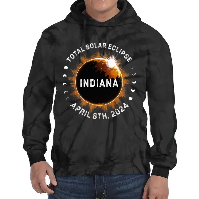 Total Solar Eclipse Path of Totality April 8th 2024 Indiana Tie Dye Hoodie