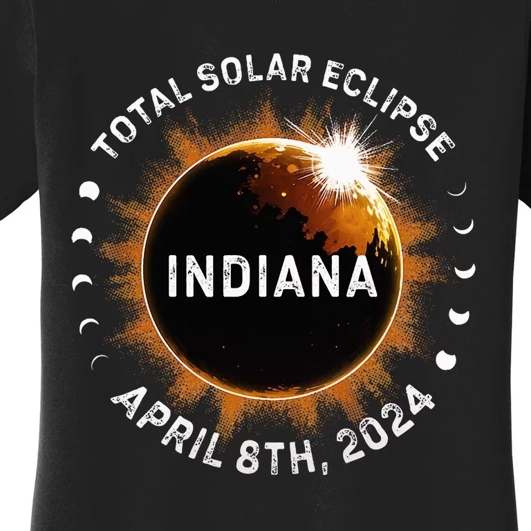 Total Solar Eclipse Path of Totality April 8th 2024 Indiana Women's T-Shirt