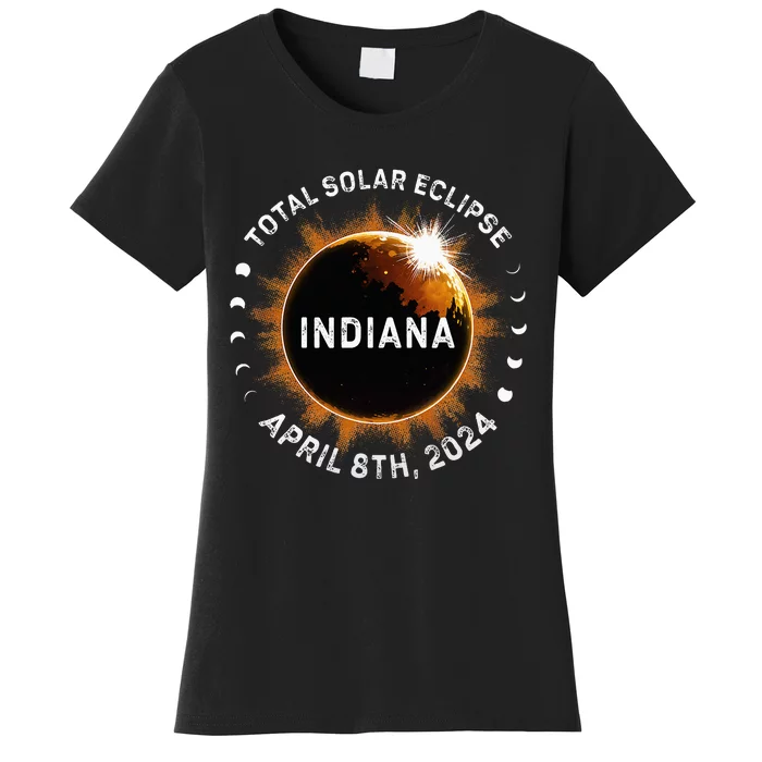 Total Solar Eclipse Path of Totality April 8th 2024 Indiana Women's T-Shirt