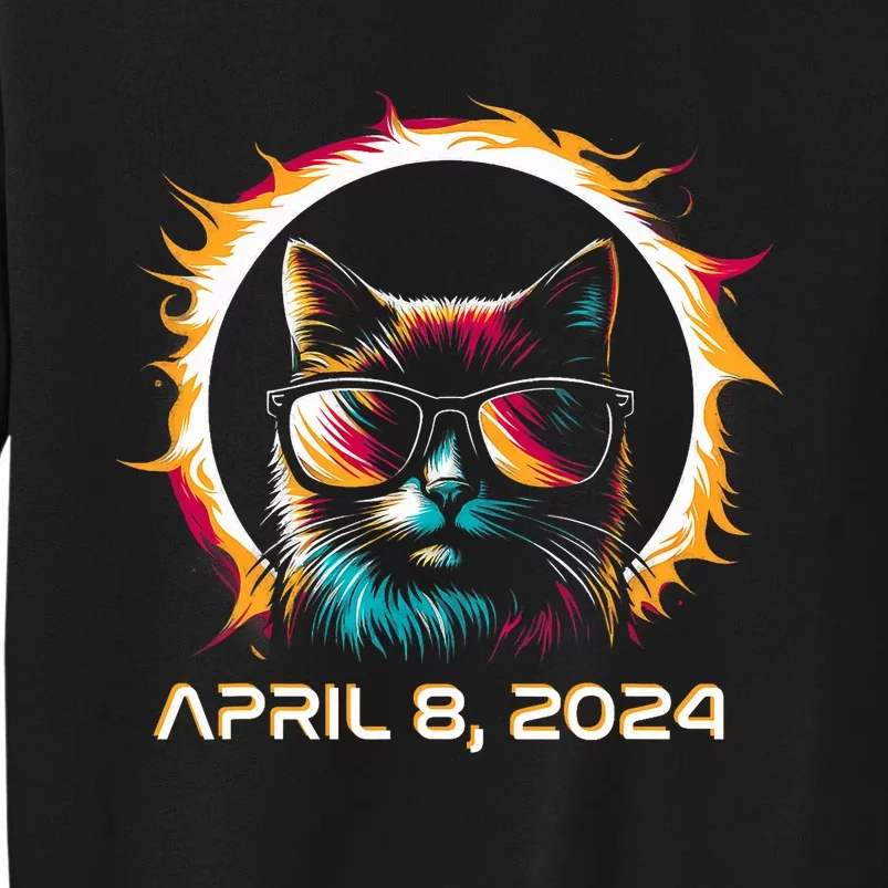 Total Solar Eclipse 2024 Cat In Astronomy Glasses Sweatshirt