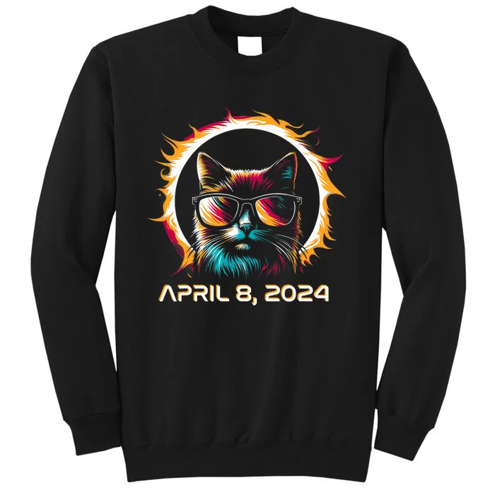 Total Solar Eclipse 2024 Cat In Astronomy Glasses Sweatshirt