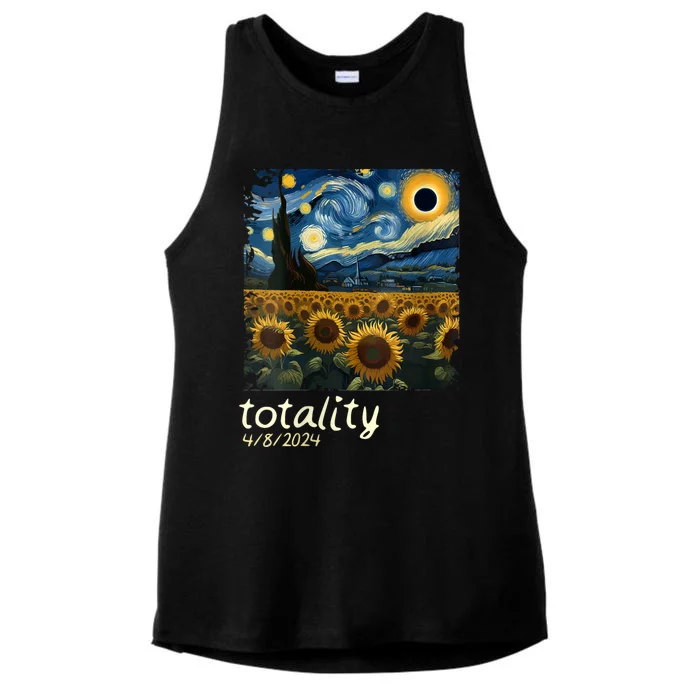 Total Solar Eclipse 2024 4.08.24 Starry Night Painting Ladies Tri-Blend Wicking Tank