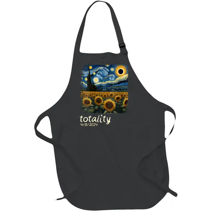 Total Solar Eclipse 2024 4.08.24 Starry Night Painting Full-Length Apron With Pocket