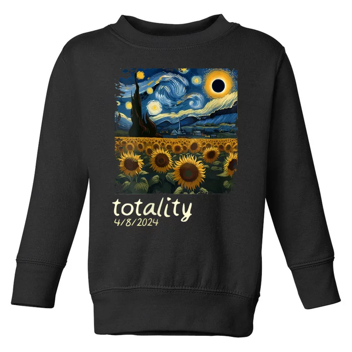 Total Solar Eclipse 2024 4.08.24 Starry Night Painting Toddler Sweatshirt