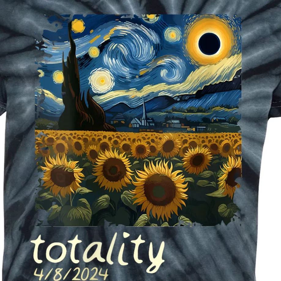 Total Solar Eclipse 2024 4.08.24 Starry Night Painting Kids Tie-Dye T-Shirt