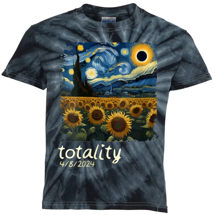 Total Solar Eclipse 2024 4.08.24 Starry Night Painting Kids Tie-Dye T-Shirt