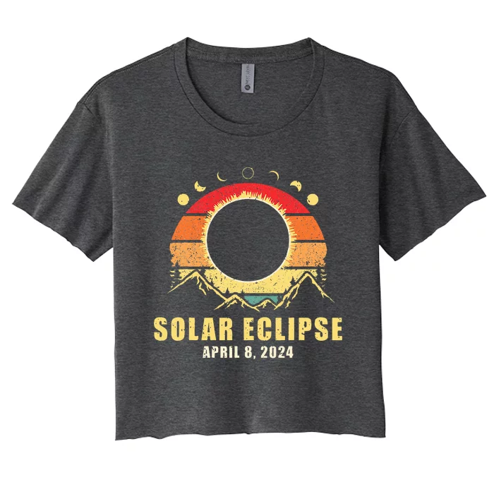 Total Solar Eclipse April 8 2024 Women's Crop Top Tee