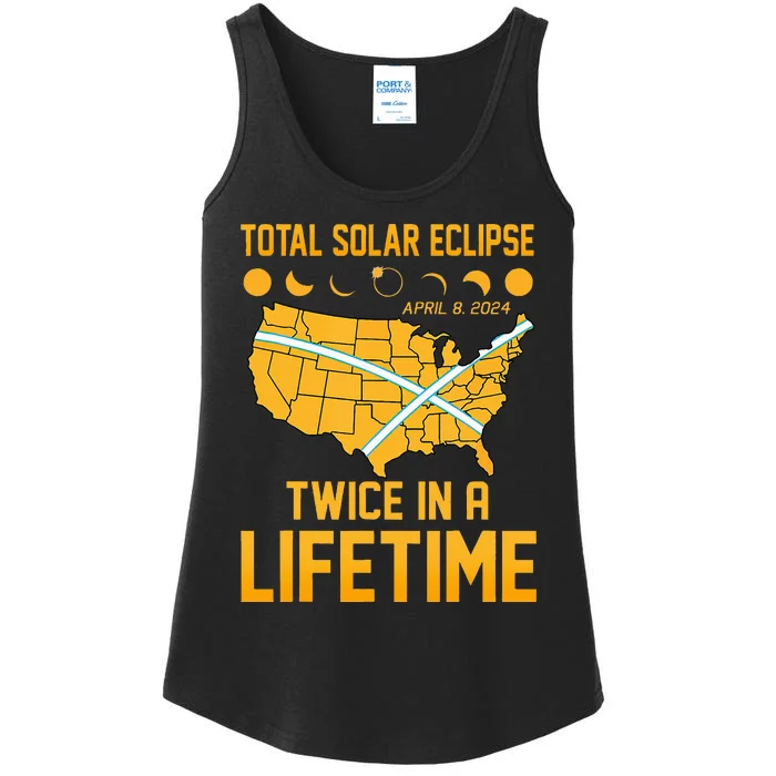 Total Solar Eclipse April 8 24 Twice In A Lifetime Totality Ladies Essential Tank