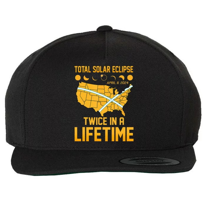 Total Solar Eclipse April 8 24 Twice In A Lifetime Totality Wool Snapback Cap