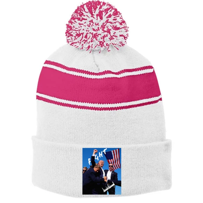 Trump Signature Edition Stripe Pom Pom Beanie