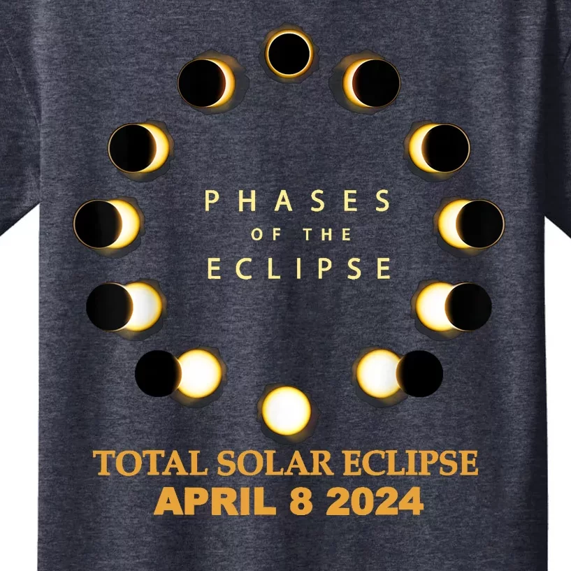 Total Solar Eclipse 2024 Phases April 8th Kids T-Shirt