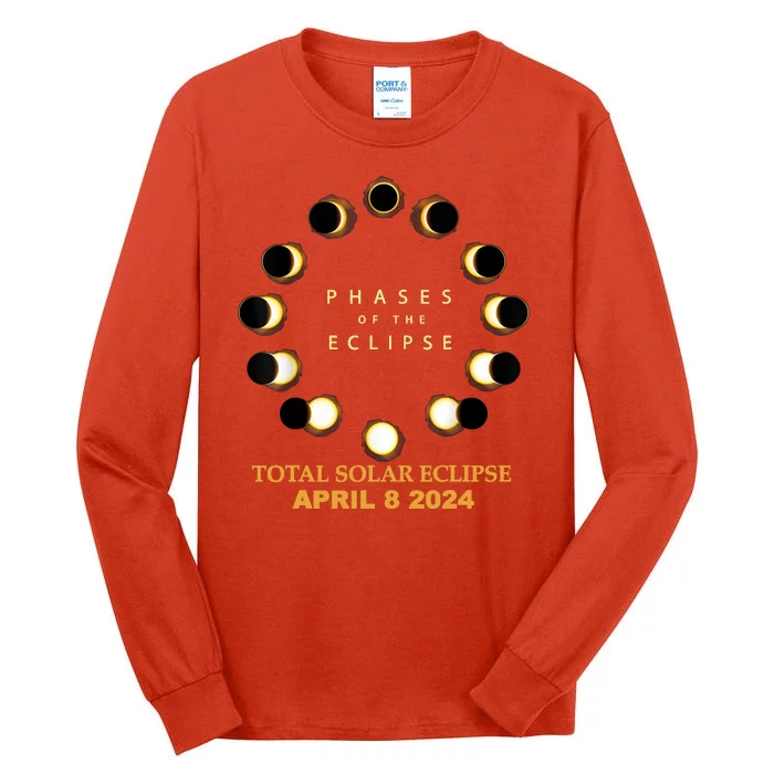 Total Solar Eclipse 2024 Phases April 8th Tall Long Sleeve T-Shirt