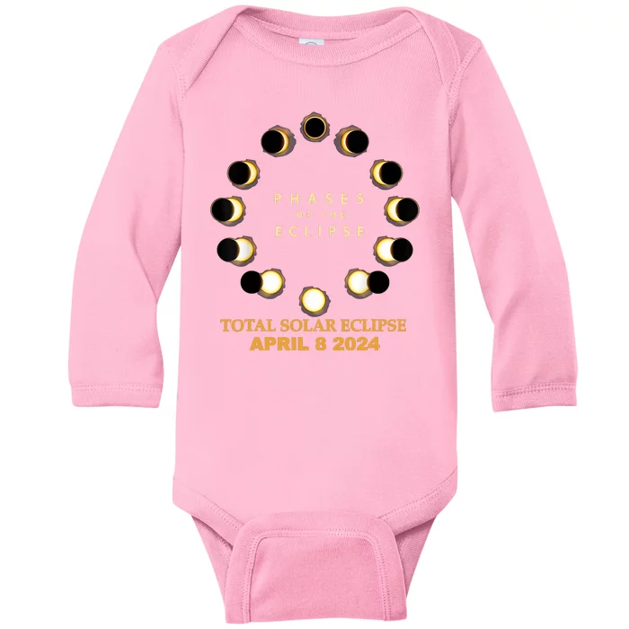 Total Solar Eclipse 2024 Phases April 8th Baby Long Sleeve Bodysuit