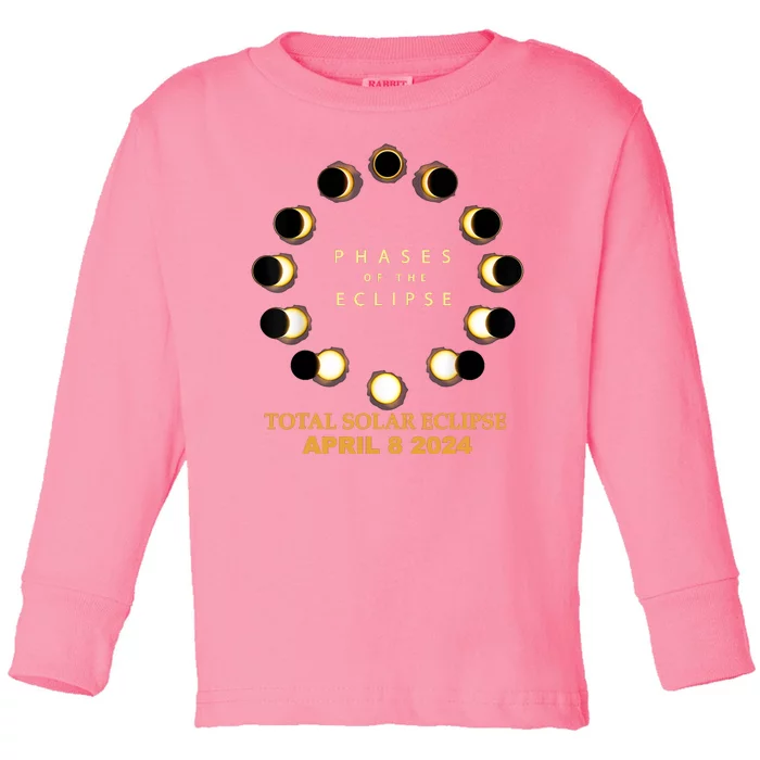 Total Solar Eclipse 2024 Phases April 8th Toddler Long Sleeve Shirt