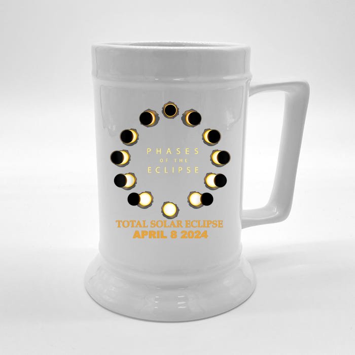 Total Solar Eclipse 2024 Phases April 8th Front & Back Beer Stein