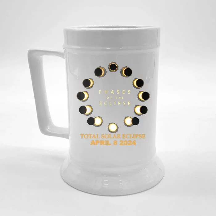 Total Solar Eclipse 2024 Phases April 8th Front & Back Beer Stein