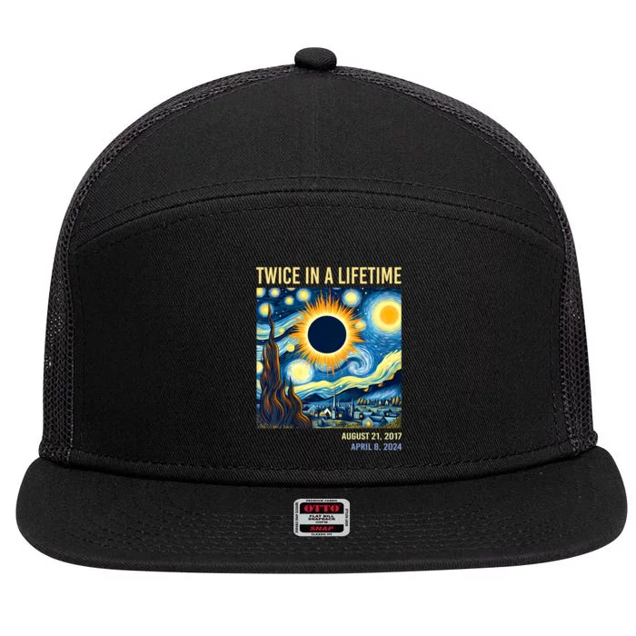 Total Solar Eclipse 2024 Twice In A Lifetime 7 Panel Mesh Trucker Snapback Hat