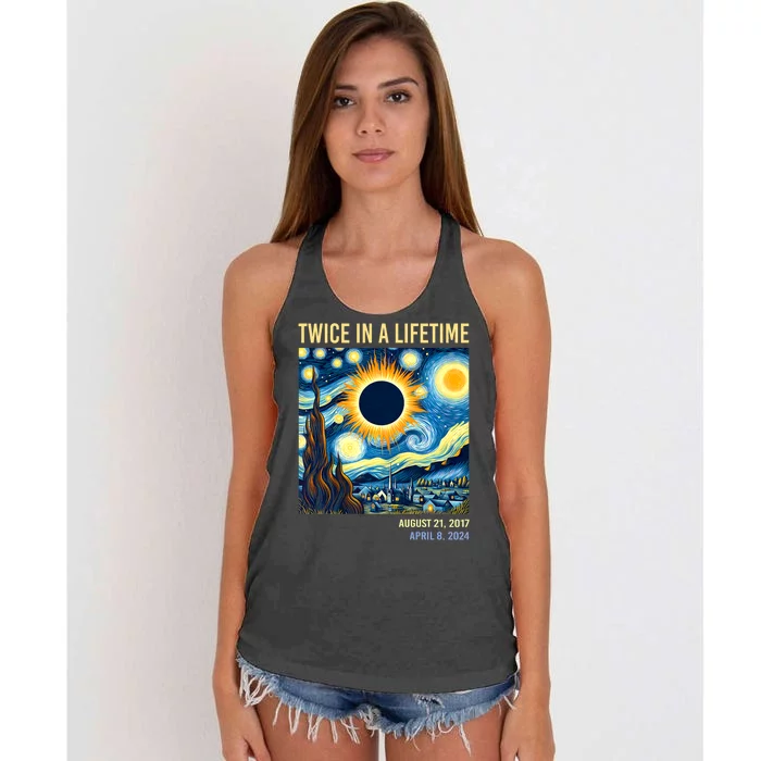 Total Solar Eclipse 2024 Twice In A Lifetime Women's Knotted Racerback Tank