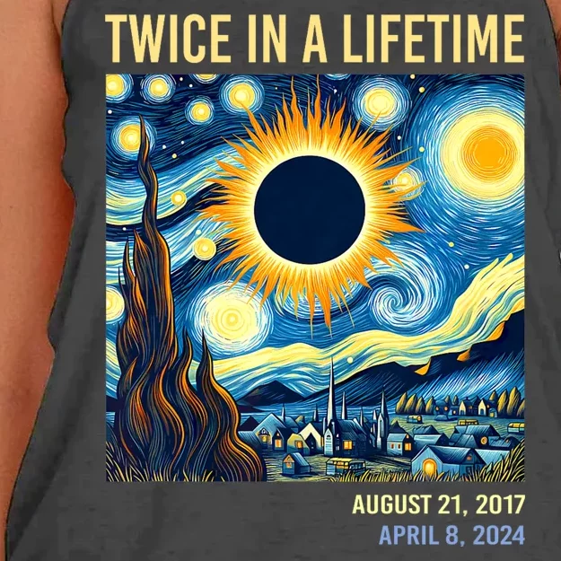 Total Solar Eclipse 2024 Twice In A Lifetime Women's Knotted Racerback Tank