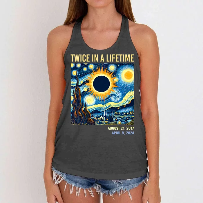 Total Solar Eclipse 2024 Twice In A Lifetime Women's Knotted Racerback Tank