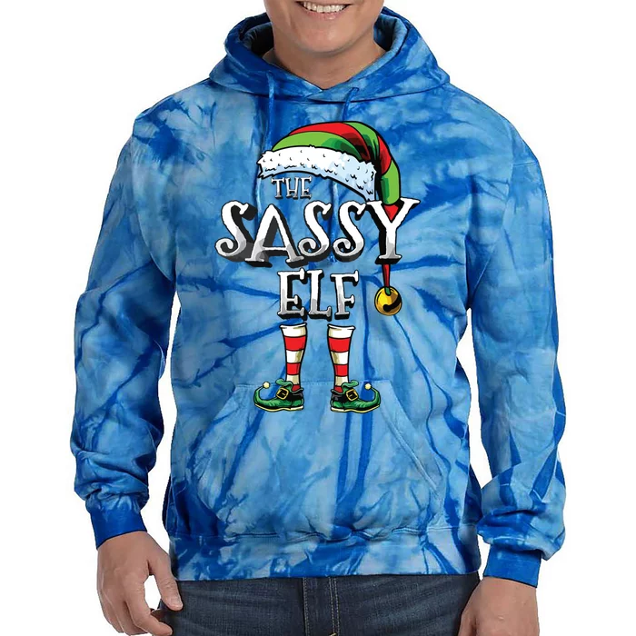 The Sassy Elf Matching Family Funny Christmas Elf Tie Dye Hoodie