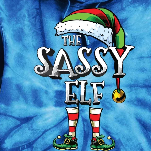 The Sassy Elf Matching Family Funny Christmas Elf Tie Dye Hoodie