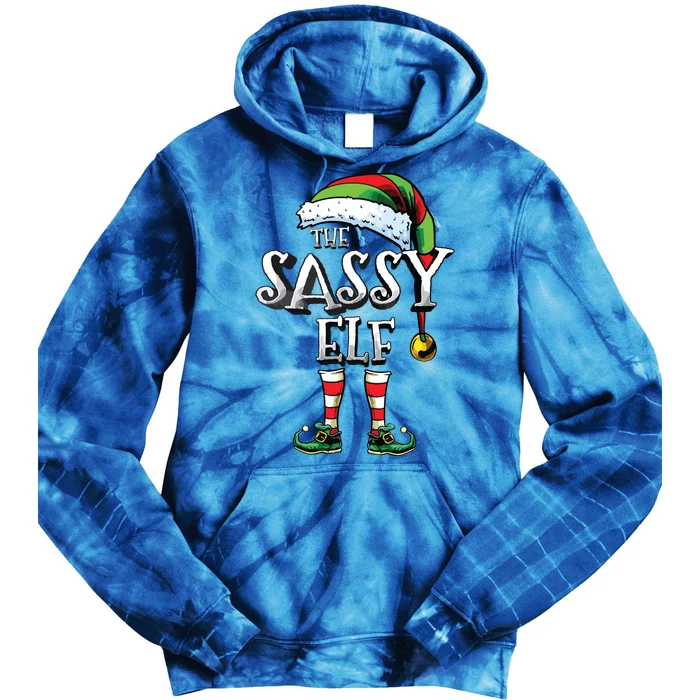 The Sassy Elf Matching Family Funny Christmas Elf Tie Dye Hoodie