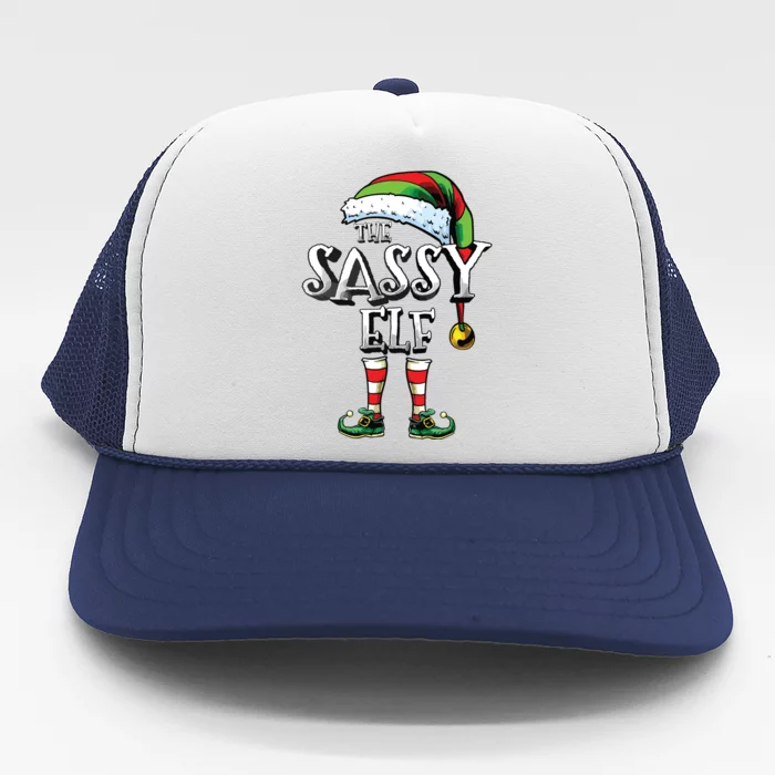 The Sassy Elf Matching Family Funny Christmas Elf Trucker Hat