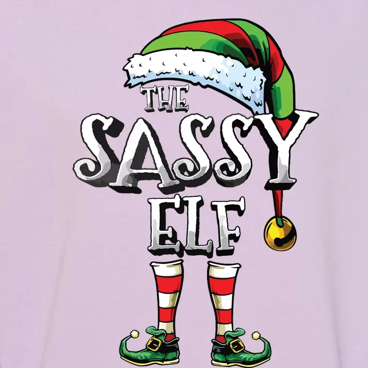 The Sassy Elf Matching Family Funny Christmas Elf Garment-Dyed Sweatshirt