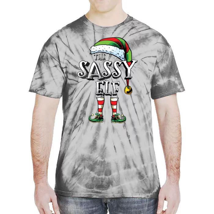 The Sassy Elf Matching Family Funny Christmas Elf Tie-Dye T-Shirt