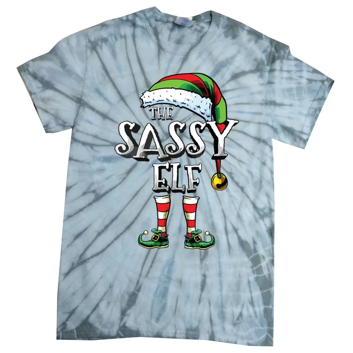 The Sassy Elf Matching Family Funny Christmas Elf Tie-Dye T-Shirt