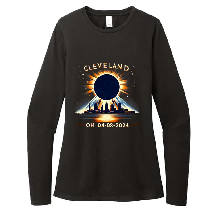 Total Solar Eclipse Cleveland Oh April 08 2024 Womens CVC Long Sleeve Shirt