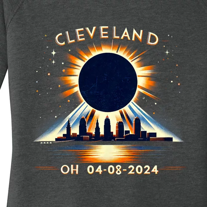 Total Solar Eclipse Cleveland Oh April 08 2024 Women's Perfect Tri Tunic Long Sleeve Shirt