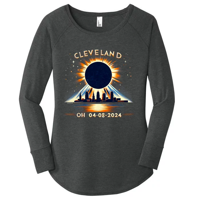 Total Solar Eclipse Cleveland Oh April 08 2024 Women's Perfect Tri Tunic Long Sleeve Shirt