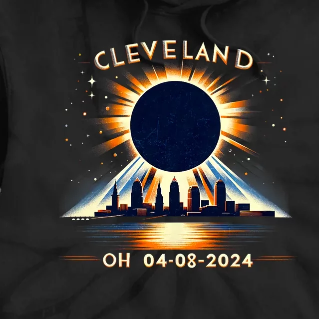 Total Solar Eclipse Cleveland Oh April 08 2024 Tie Dye Hoodie