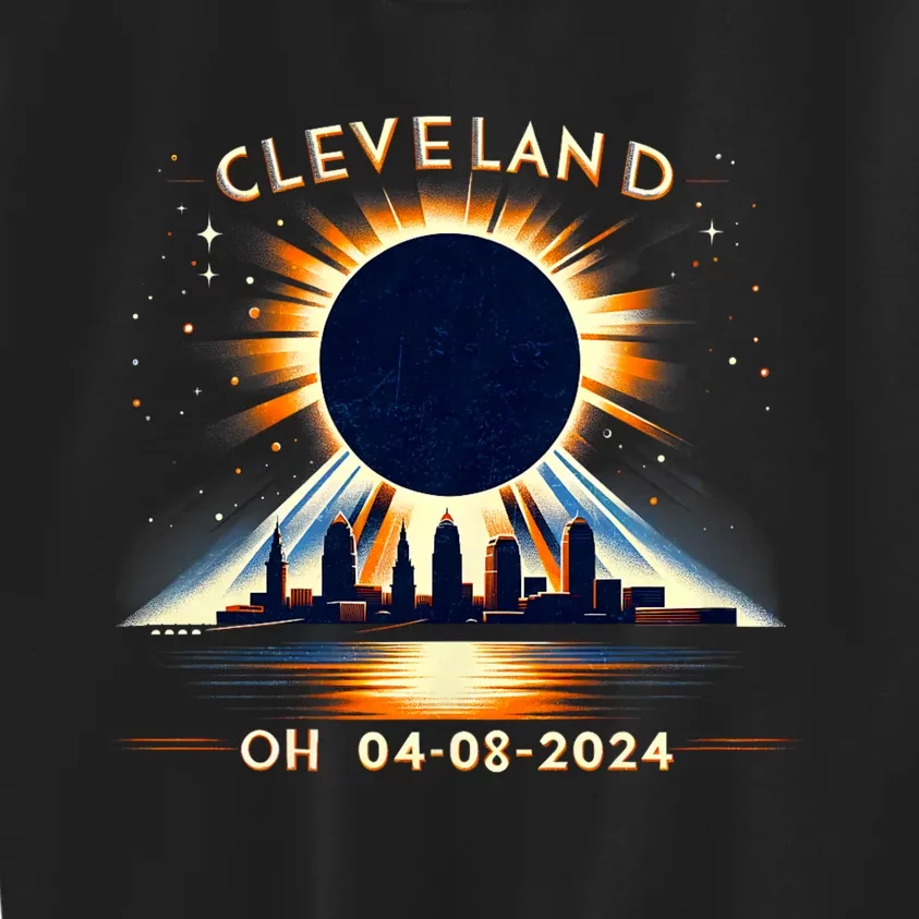 Total Solar Eclipse Cleveland Oh April 08 2024 Kids Sweatshirt