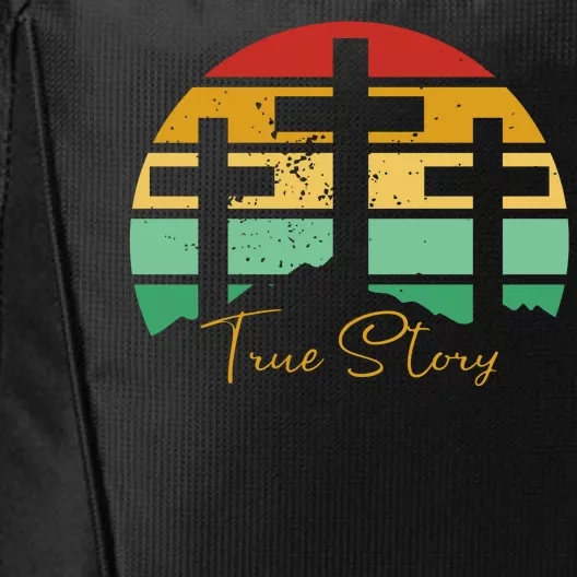 True Story Easter Cross Retro Sunset City Backpack