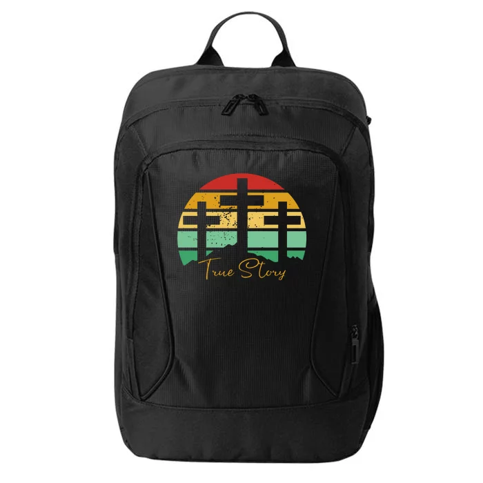 True Story Easter Cross Retro Sunset City Backpack