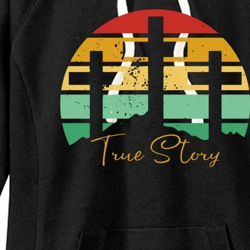 True Story Easter Cross Retro Sunset Women's Fleece Hoodie