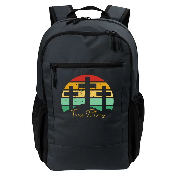 True Story Easter Cross Retro Sunset Daily Commute Backpack