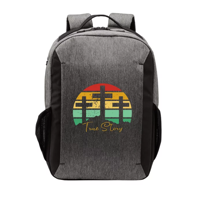 True Story Easter Cross Retro Sunset Vector Backpack