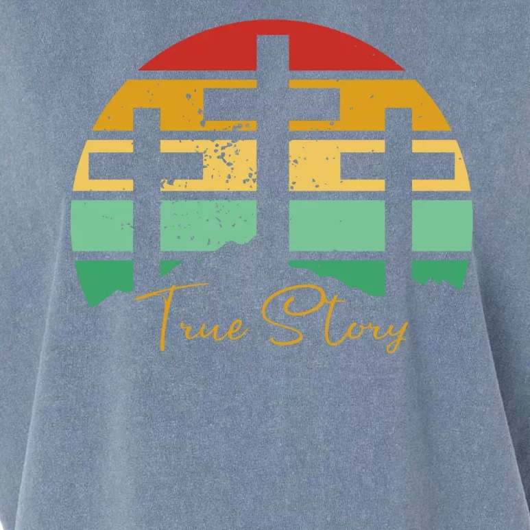 True Story Easter Cross Retro Sunset Garment-Dyed Women's Muscle Tee