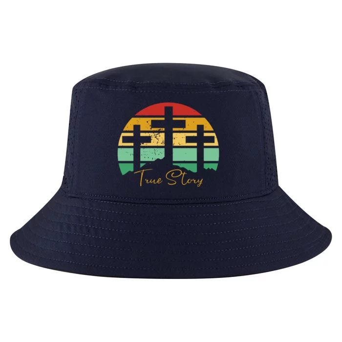 True Story Easter Cross Retro Sunset Cool Comfort Performance Bucket Hat